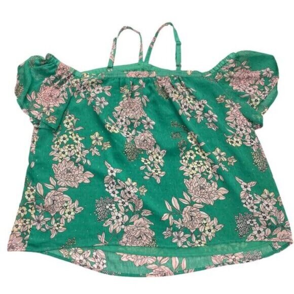 Torrid Womens Cold Shoulder Halter Top Floral Green Large - Picture 10 of 10
